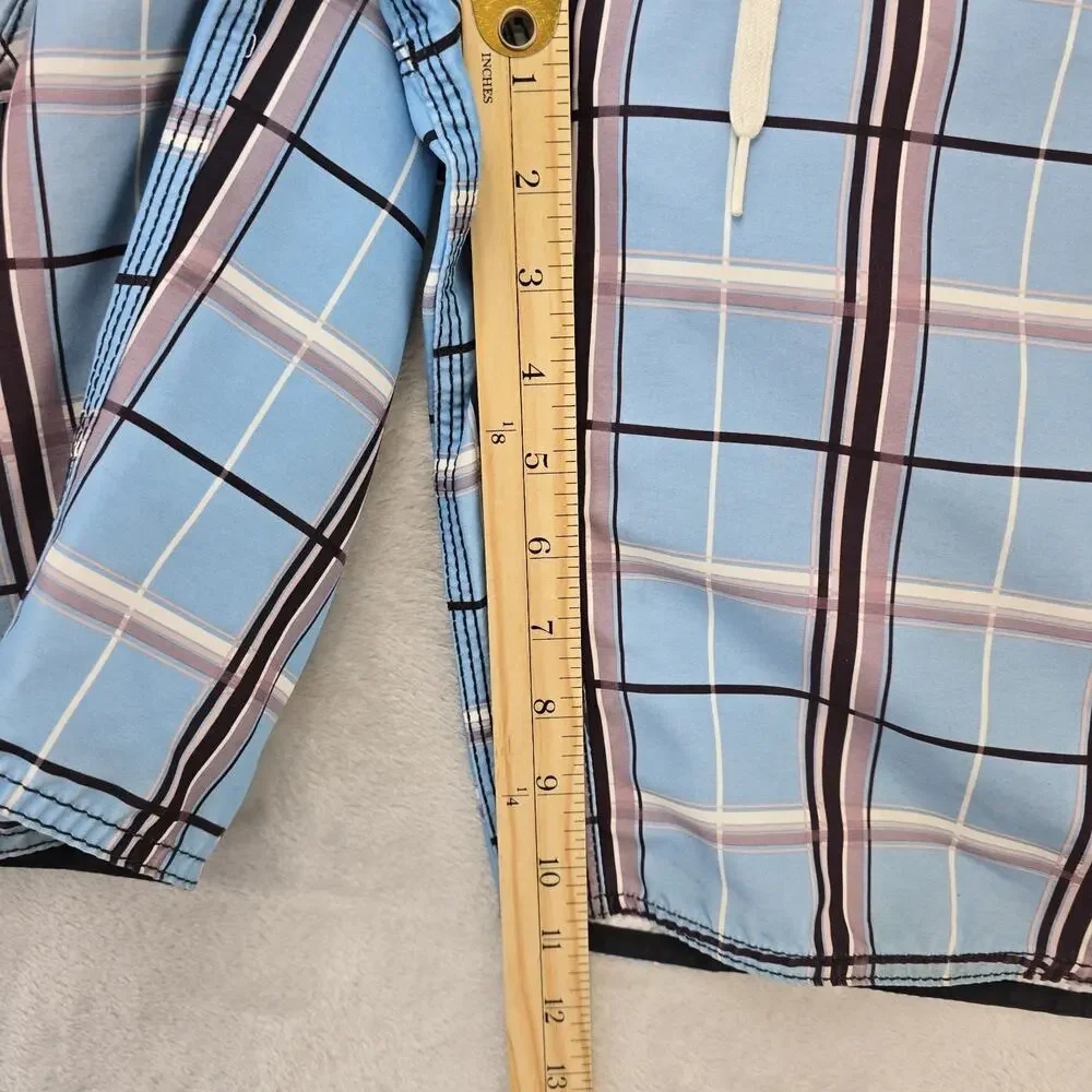 Vintage Billabong Board Shorts Mens 33 (Fits 34) Blue Plaid Skate Surf Swim Y2K